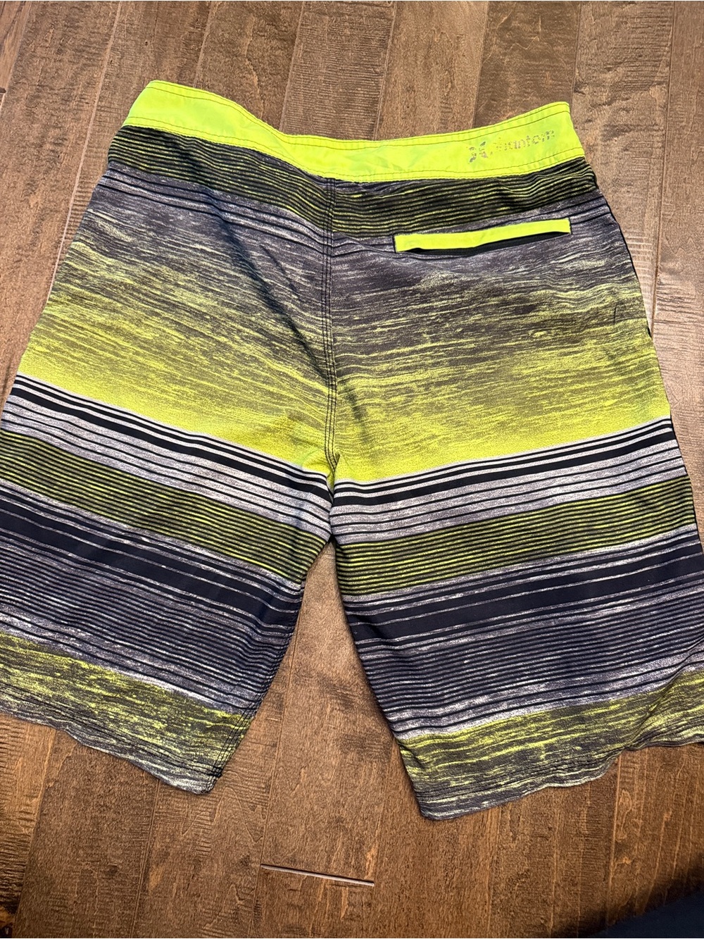 Buckle Hurley Men’s Neon Yellow & Black Striped Board Shorts